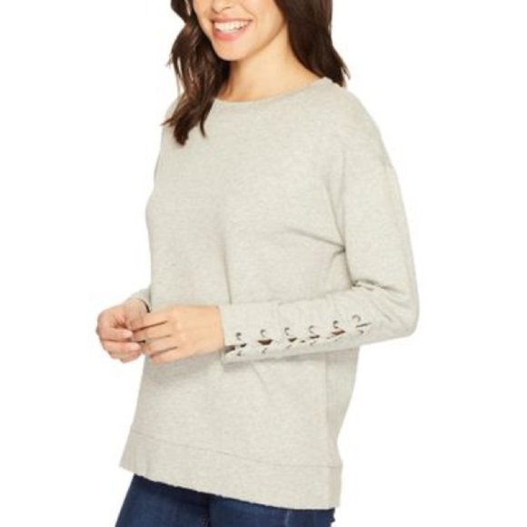 🌷 Joe’s Jean Collection Baby Pink Miaya Lace-up Sleeve Sweatshirt Size XS - Picture 12 of 13